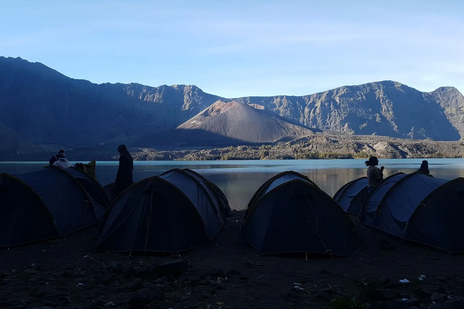 School group camping Lake Segara Anak Rinjani Lombok